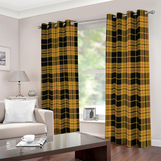 Black And Yellow Tartan Pattern Print Blackout Grommet Curtains