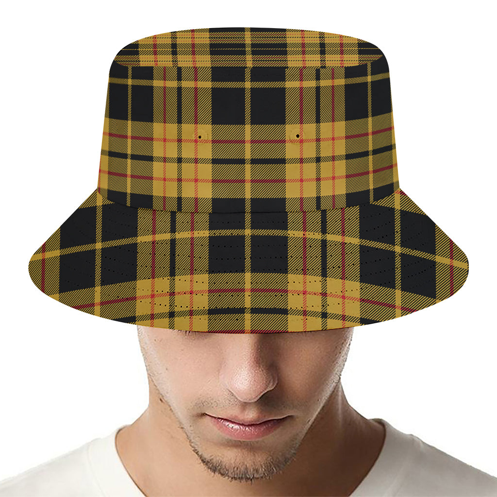 Black And Yellow Tartan Pattern Print Bucket Hat