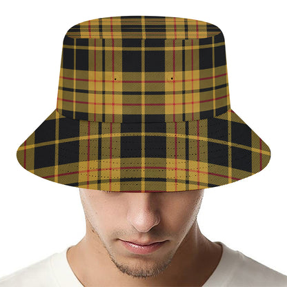 Black And Yellow Tartan Pattern Print Bucket Hat