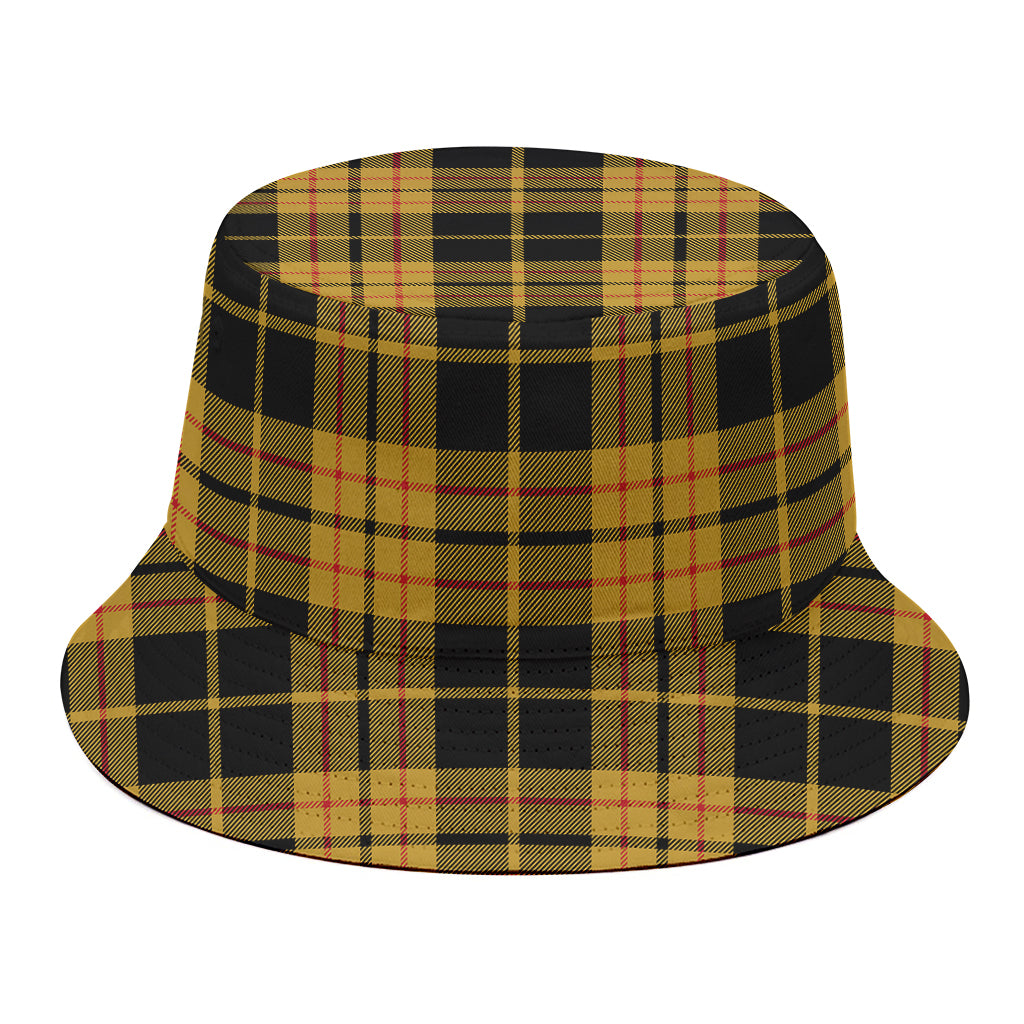 Black And Yellow Tartan Pattern Print Bucket Hat