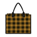 Black And Yellow Tartan Pattern Print Canvas Tote Bag