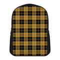 Black And Yellow Tartan Pattern Print Casual Backpack