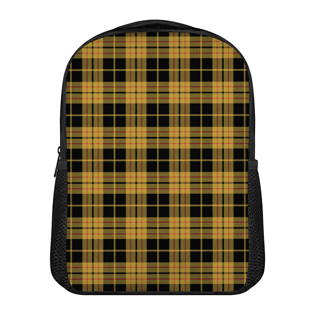Black And Yellow Tartan Pattern Print Casual Backpack