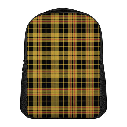 Black And Yellow Tartan Pattern Print Casual Backpack
