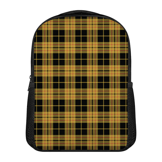 Black And Yellow Tartan Pattern Print Casual Backpack