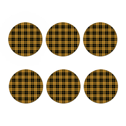 Black And Yellow Tartan Pattern Print Coaster Set