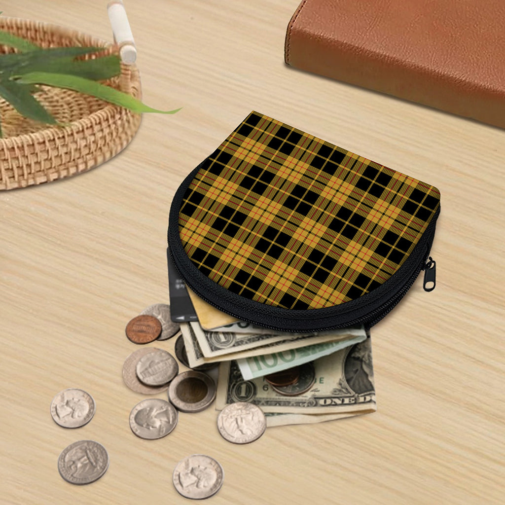 Black And Yellow Tartan Pattern Print Coin Purse