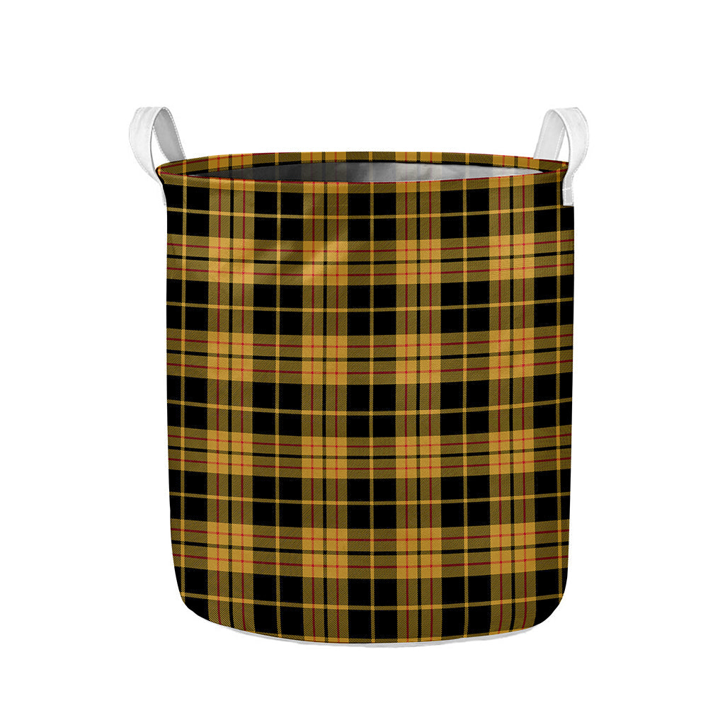 Black And Yellow Tartan Pattern Print Collapsible Laundry Basket
