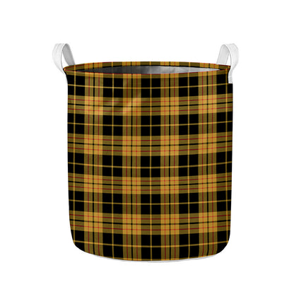 Black And Yellow Tartan Pattern Print Collapsible Laundry Basket