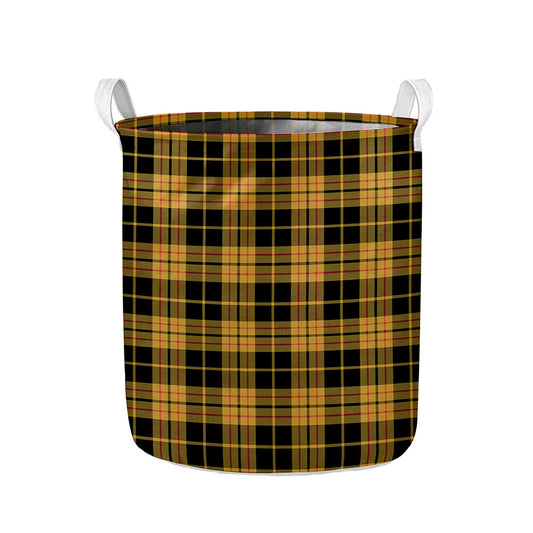 Black And Yellow Tartan Pattern Print Collapsible Laundry Basket