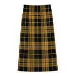 Black And Yellow Tartan Pattern Print Cotton Front Slit Maxi Skirt