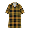 Black And Yellow Tartan Pattern Print Cotton Hawaiian Shirt