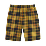 Black And Yellow Tartan Pattern Print Cotton Shorts