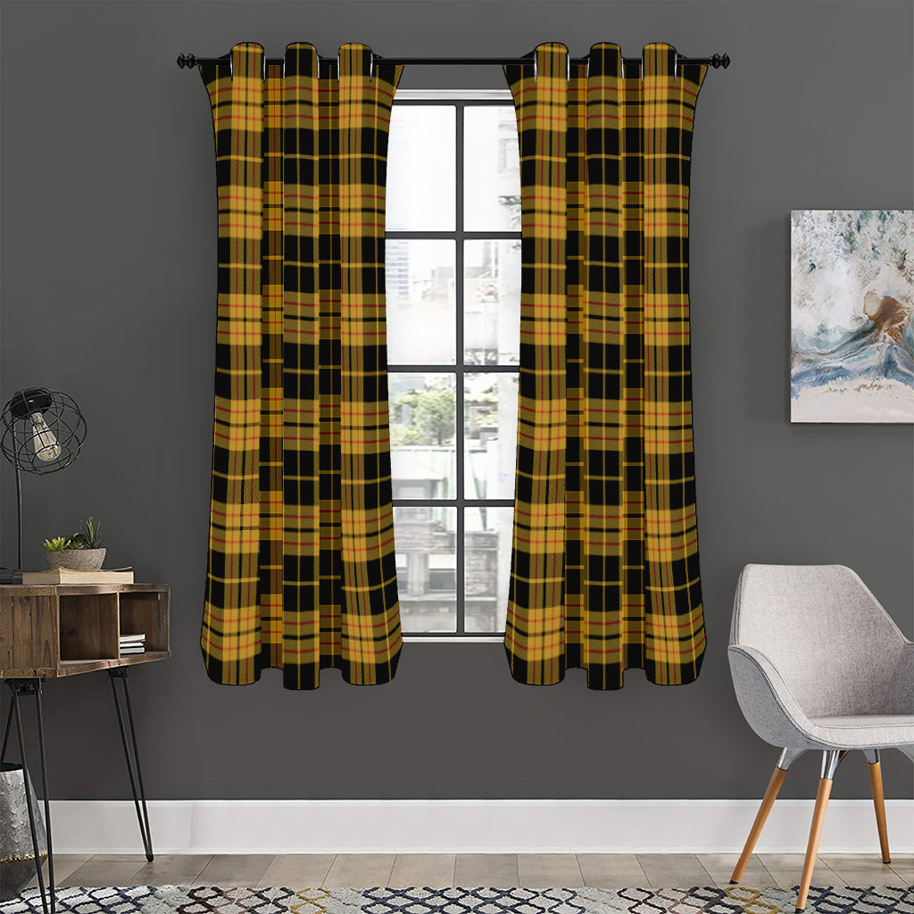 Black And Yellow Tartan Pattern Print Curtain