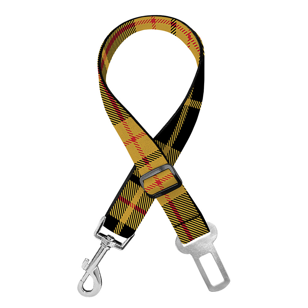 Black And Yellow Tartan Pattern Print Dog Seat Belt