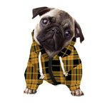 Black And Yellow Tartan Pattern Print Dog Zip Up Hoodie