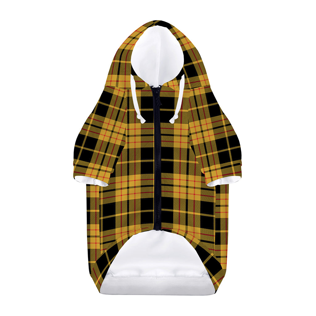 Black And Yellow Tartan Pattern Print Dog Zip Up Hoodie