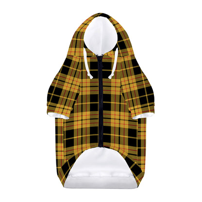 Black And Yellow Tartan Pattern Print Dog Zip Up Hoodie