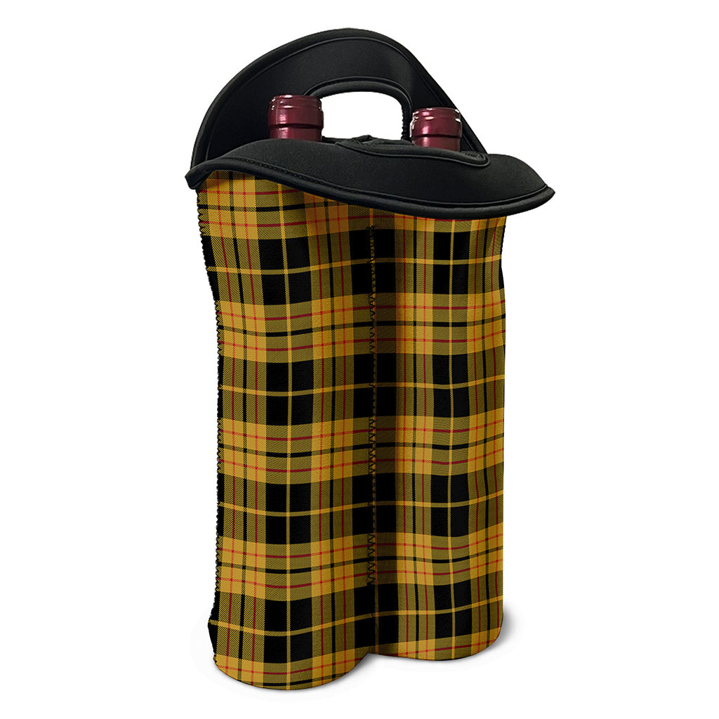 Black And Yellow Tartan Pattern Print Double Neoprene Wine Tote