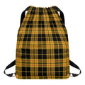 Black And Yellow Tartan Pattern Print Drawstring Backpack