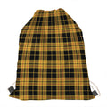 Black And Yellow Tartan Pattern Print Drawstring Bag