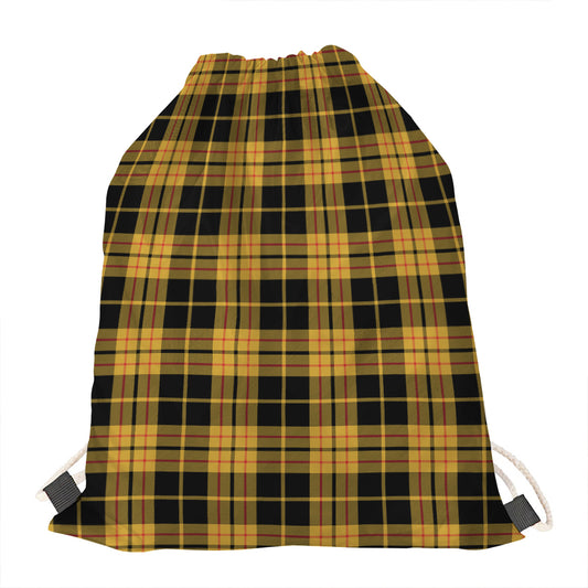Black And Yellow Tartan Pattern Print Drawstring Bag