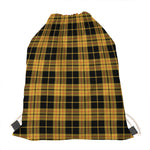 Black And Yellow Tartan Pattern Print Drawstring Bag