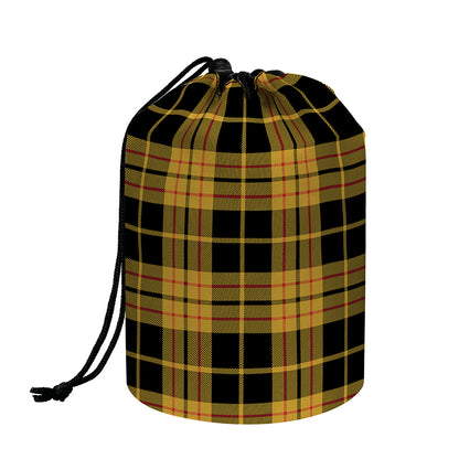 Black And Yellow Tartan Pattern Print Drawstring Makeup Bag