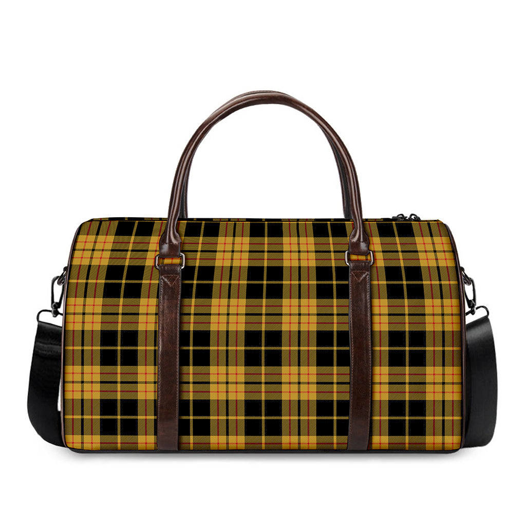 Black And Yellow Tartan Pattern Print Duffle Bag