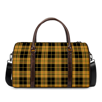 Black And Yellow Tartan Pattern Print Duffle Bag