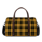 Black And Yellow Tartan Pattern Print Duffle Bag