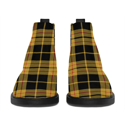 Black And Yellow Tartan Pattern Print Flat Ankle Boots