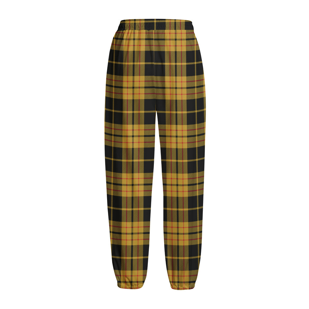 Black And Yellow Tartan Pattern Print Fleece Lined Knit Pants