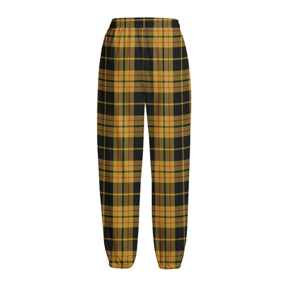 Black And Yellow Tartan Pattern Print Fleece Lined Knit Pants