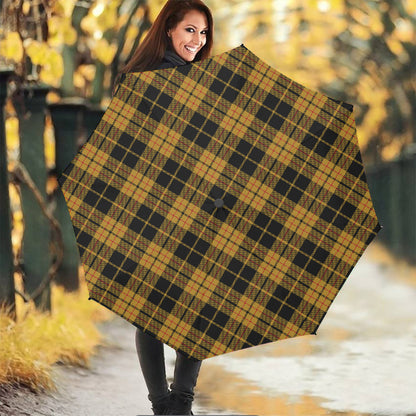 Black And Yellow Tartan Pattern Print Foldable Umbrella