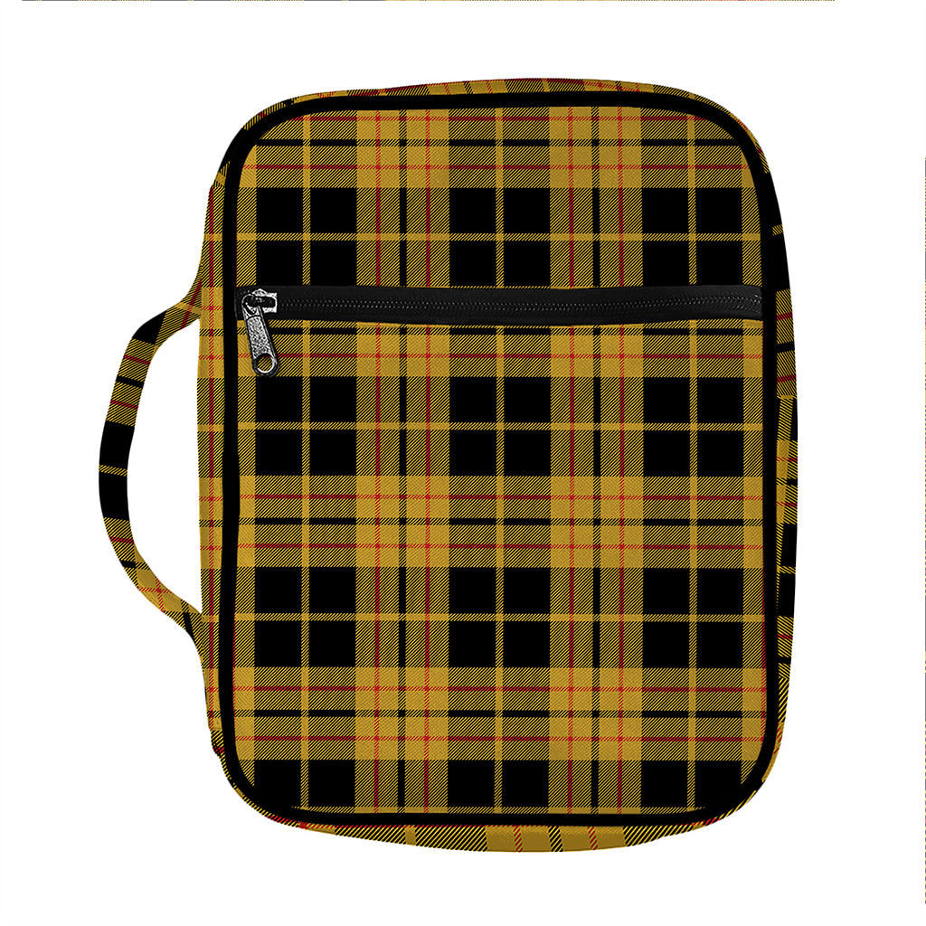 Black And Yellow Tartan Pattern Print Front Pocket Bible Bag