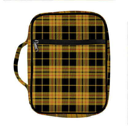 Black And Yellow Tartan Pattern Print Front Pocket Bible Bag