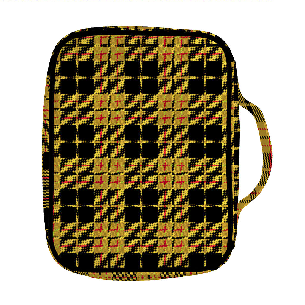 Black And Yellow Tartan Pattern Print Front Pocket Bible Bag