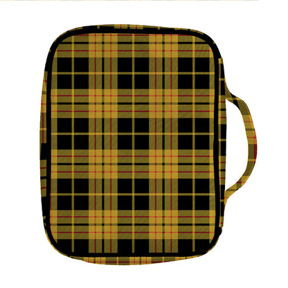 Black And Yellow Tartan Pattern Print Front Pocket Bible Bag