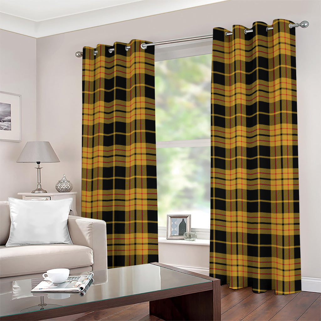 Black And Yellow Tartan Pattern Print Grommet Curtains