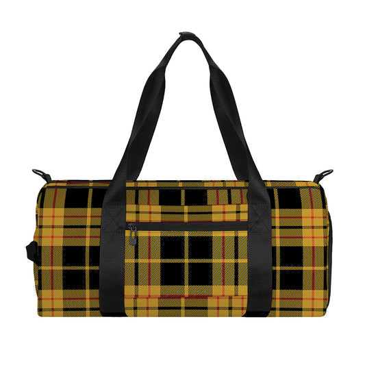 Black And Yellow Tartan Pattern Print Gym Bag