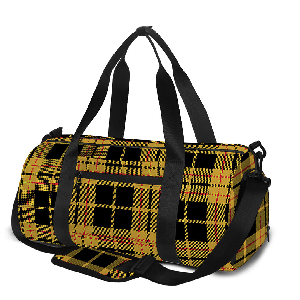 Black And Yellow Tartan Pattern Print Gym Bag