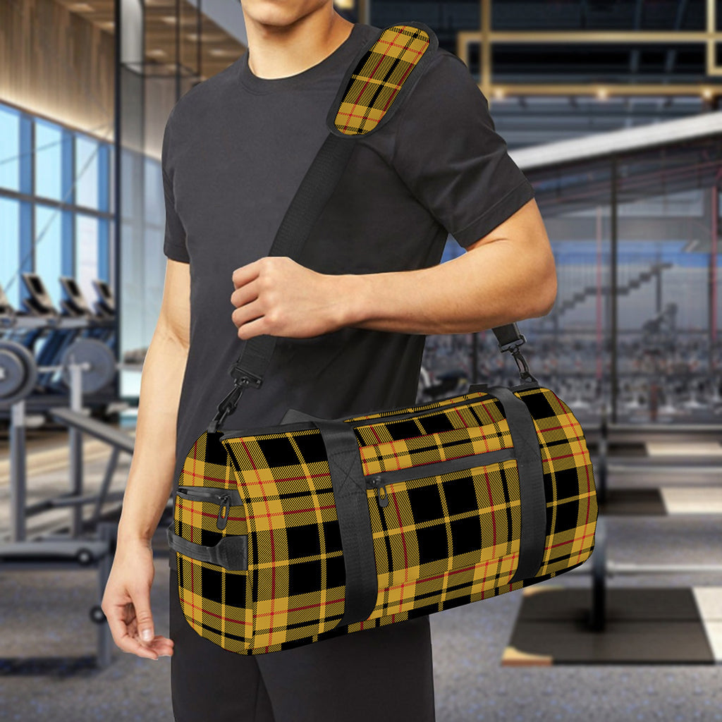 Black And Yellow Tartan Pattern Print Gym Bag