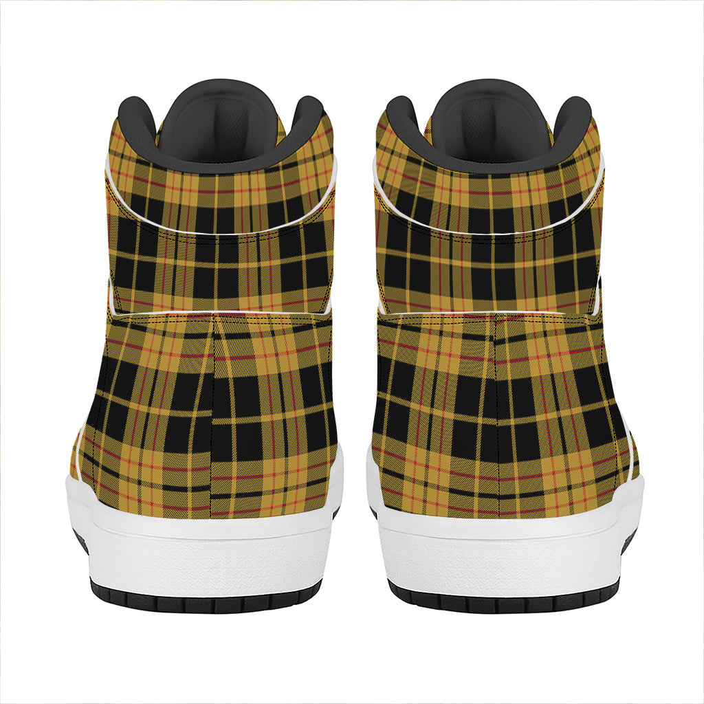 Black And Yellow Tartan Pattern Print High Top Leather Sneakers