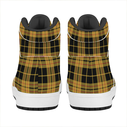 Black And Yellow Tartan Pattern Print High Top Leather Sneakers