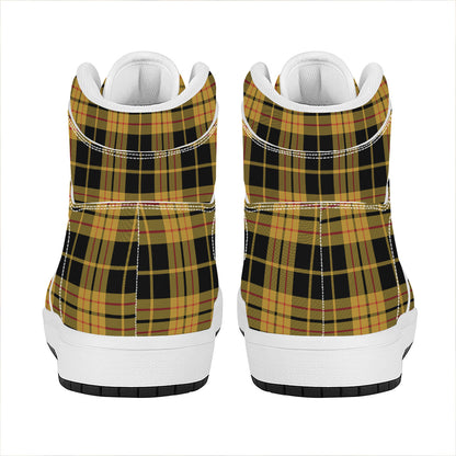 Black And Yellow Tartan Pattern Print High Top Leather Sneakers