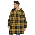 Black And Yellow Tartan Pattern Print Hoodie Blanket