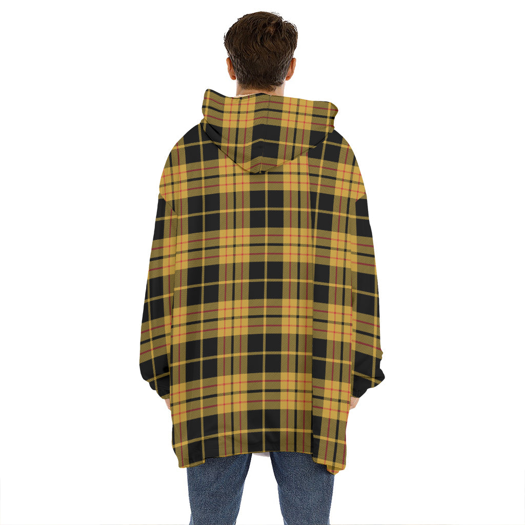 Black And Yellow Tartan Pattern Print Hoodie Blanket