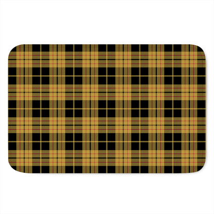 Black And Yellow Tartan Pattern Print Indoor Door Mat