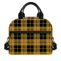 Black And Yellow Tartan Pattern Print Insulated Lunch Bag